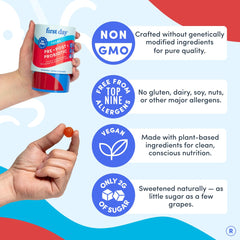 FIRST DAY allergen-free vegan gummies icon set