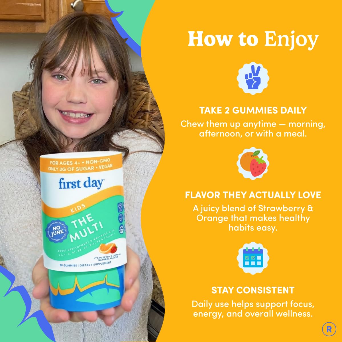 Gummies shown as a chewable daily snack
