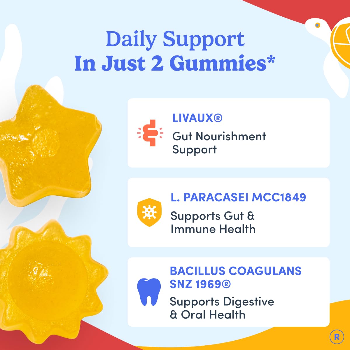 First Day Kids Probiotic Gummies bottle closeup of allergen-free formula