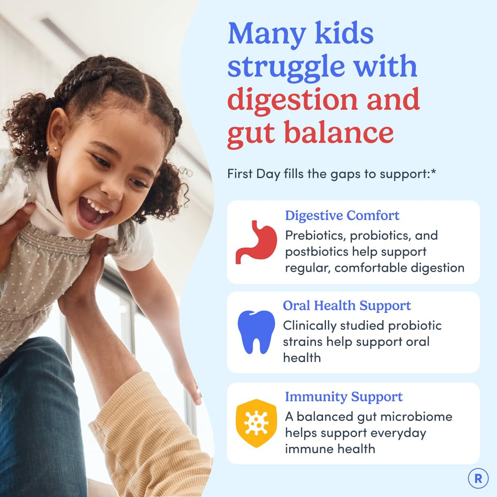 First Day Kids Probiotic Gummies serving shows easy daily dose