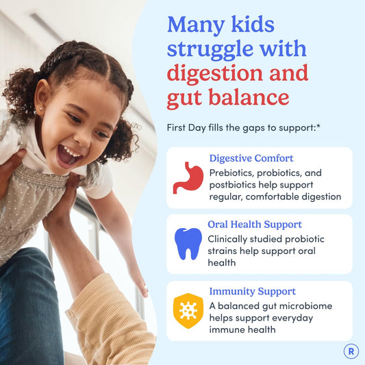 First Day Kids Probiotic Gummies serving shows easy daily dose