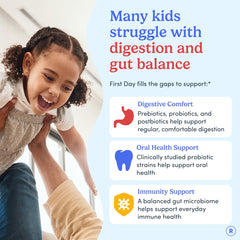 First Day Kids Probiotic Gummies serving shows easy daily dose