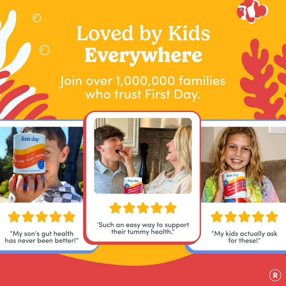 First Day Kids Probiotic Gummies natural flavors loved by kids