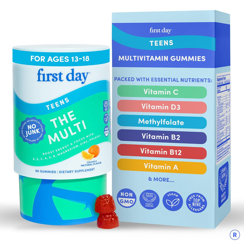 First Day Teens gummies with delightful flavor for daily nutrient intake.