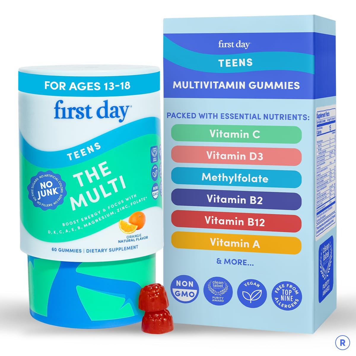First Day Teens gummies with delightful flavor for daily nutrient intake.