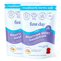 First Day Teens' Nighttime Reset bottle and pour for easy nightly supplementation.