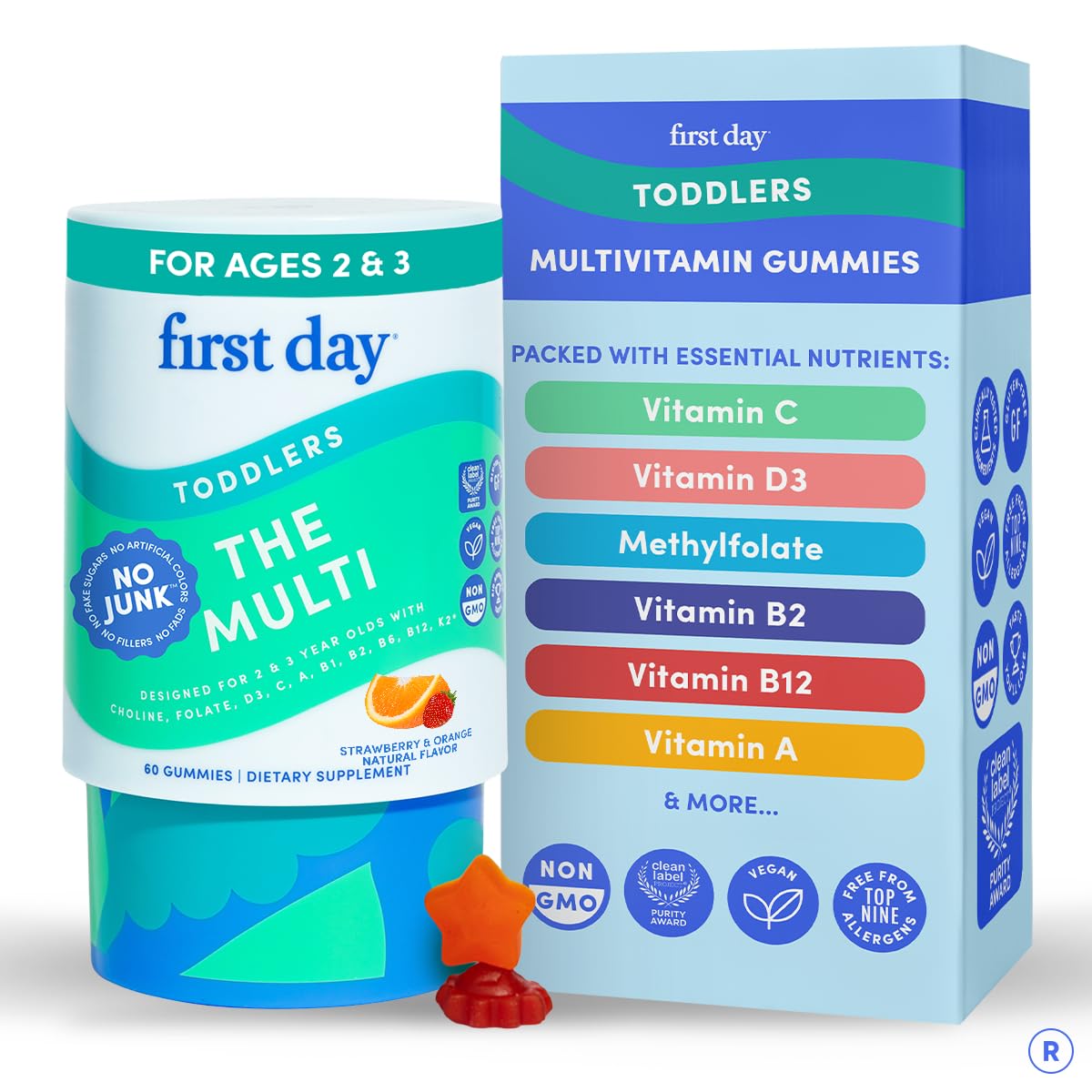 First Day Toddler Multivitamin Gummies bottle front view for daily nutrition support