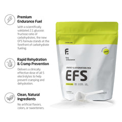 First Endurance EFS Hydration powder tub ready for mixing during training