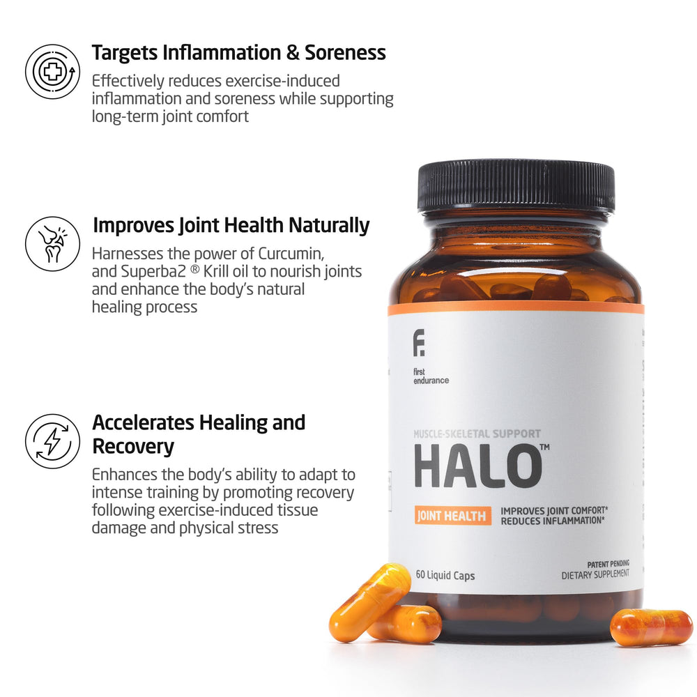 Halo bottle highlight showing krill oil capsules for joint support.