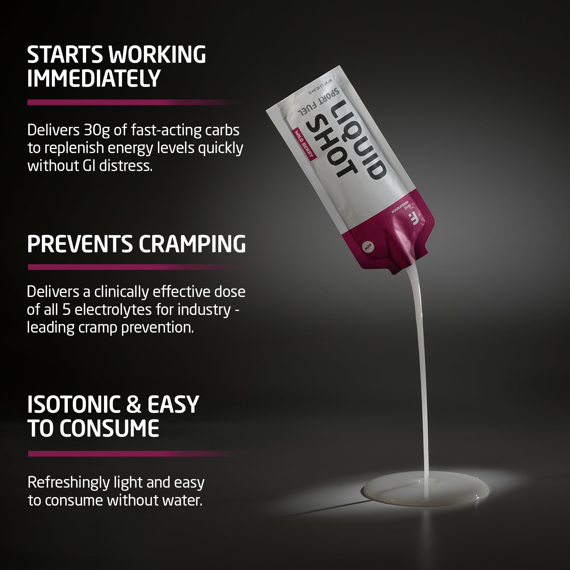 First Endurance Liquid Shot electrolyte blend supports hydration during activity.