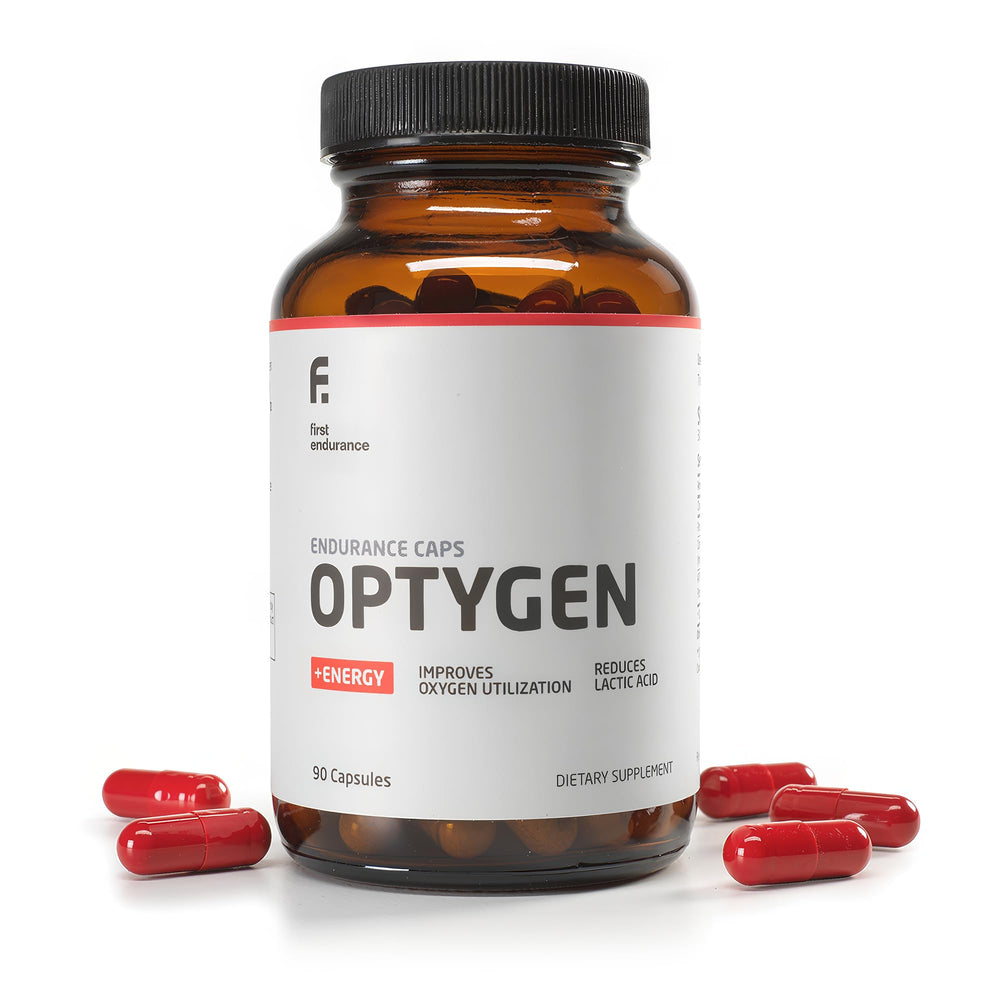 FIRST ENDURANCE Optygen packaging front showing premium endurance support.