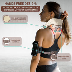 FIRSTHEALTH hands-free wrap straps securing the massager on neck or back