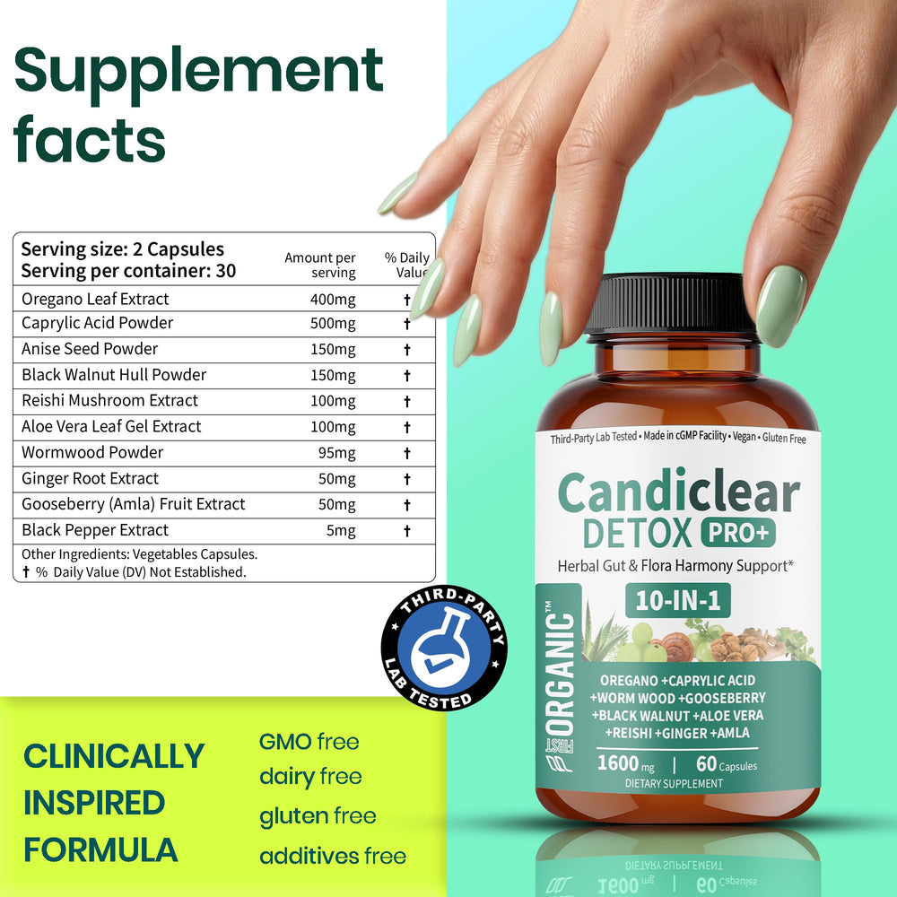 FIRSTORGANIC Candiclear Detox Pro+ label nutrition for transparency and trust