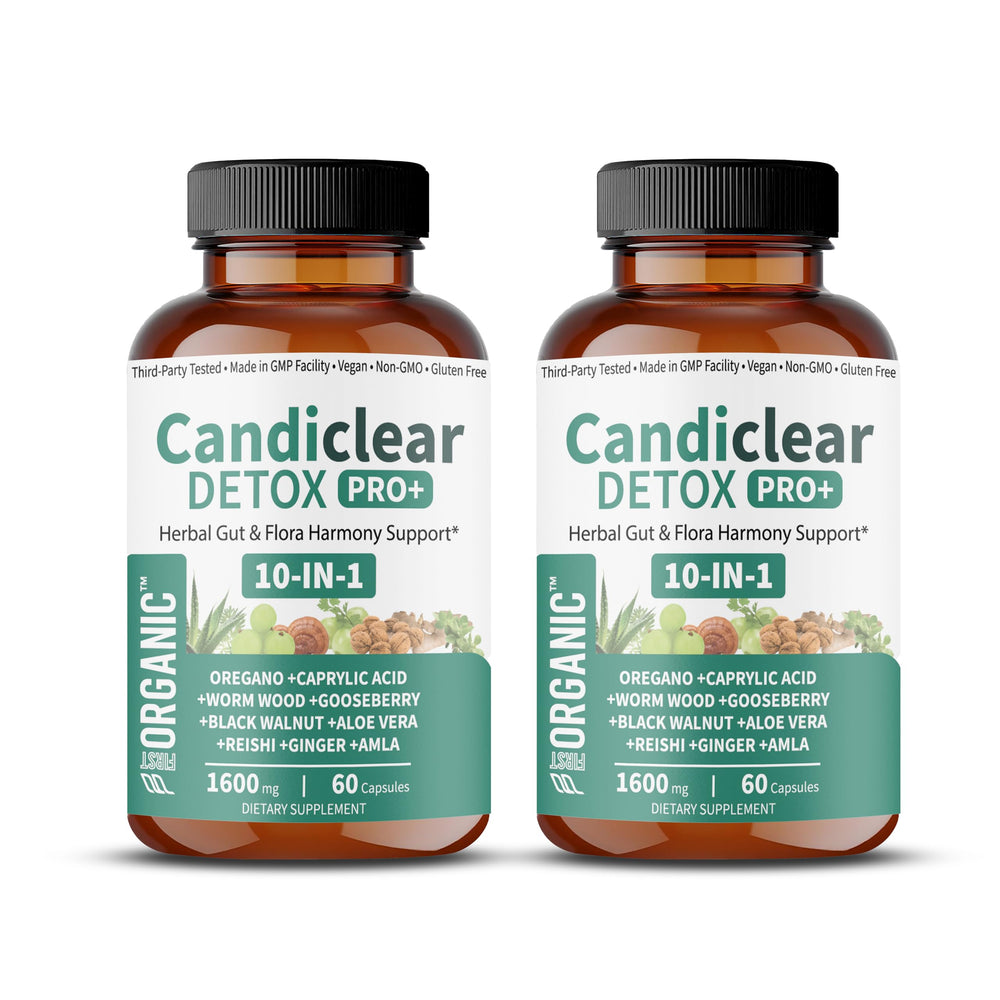 FIRSTORGANIC Candiclear Detox Pro+ pack 2 front view for convenient daily gut balance