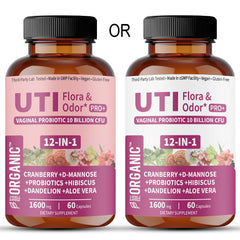 FIRSTORGANIC UTI Yeast & pH Pro+ Aloe Vera and Oregano for soothing support.