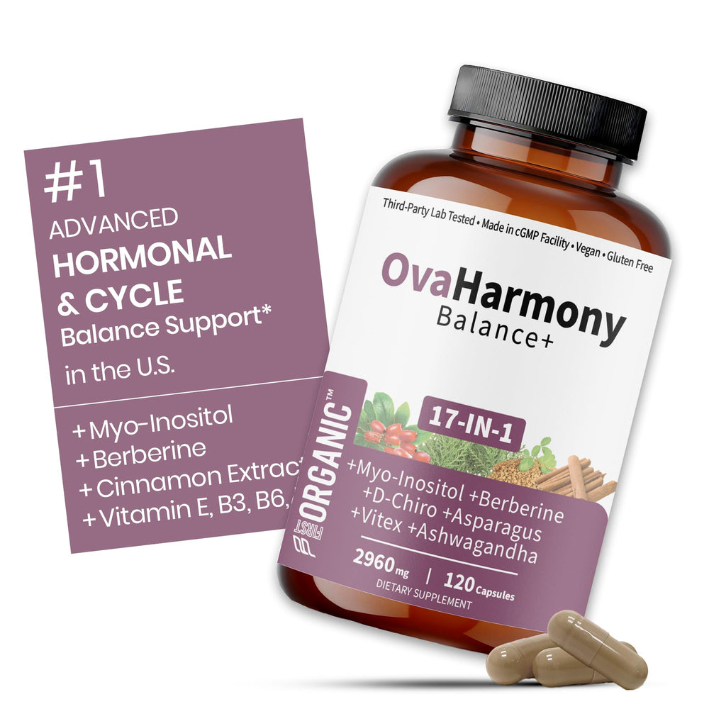 FIRSTORGANIC Women’s Advanced Herbal PCOS & PCOD Support bottle on desk supports daily balance