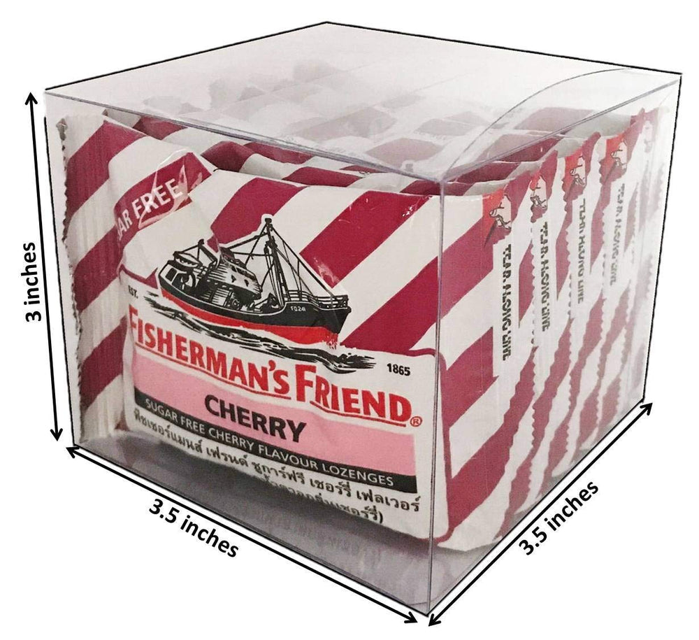 Fisherman's Friend label shows Thai-English packaging for easy shelf selection.