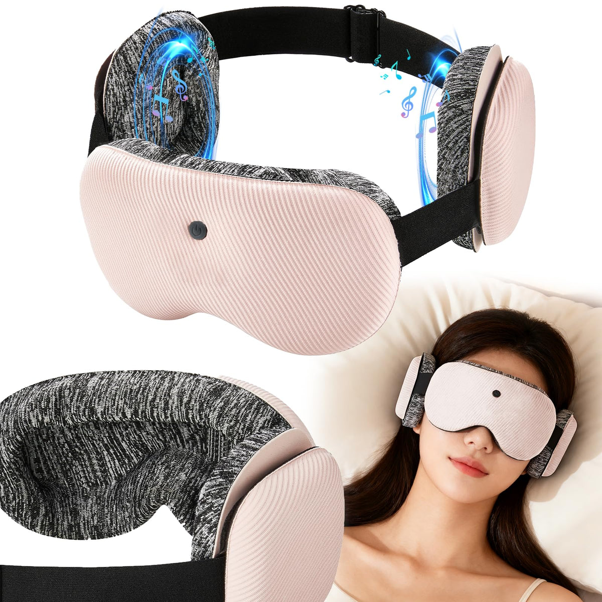 Fismool Bluetooth sleep mask with built-in speakers for immersive audio.