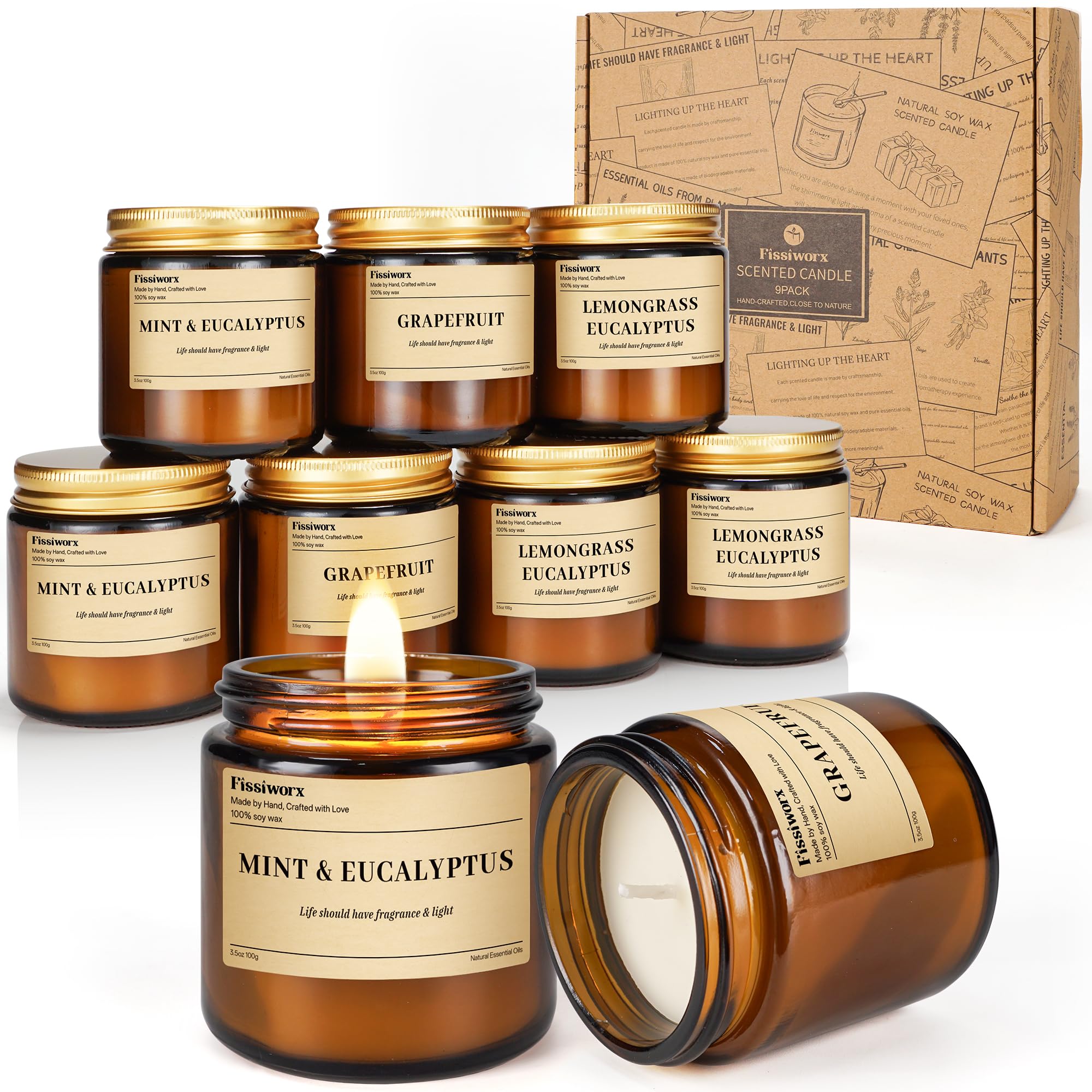Fissiworx Mint-Eucalyptus amber candle jar for a refreshing calm at home.