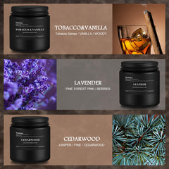 FissiWorx Lavender candle in a black jar creates a calming floral ambiance