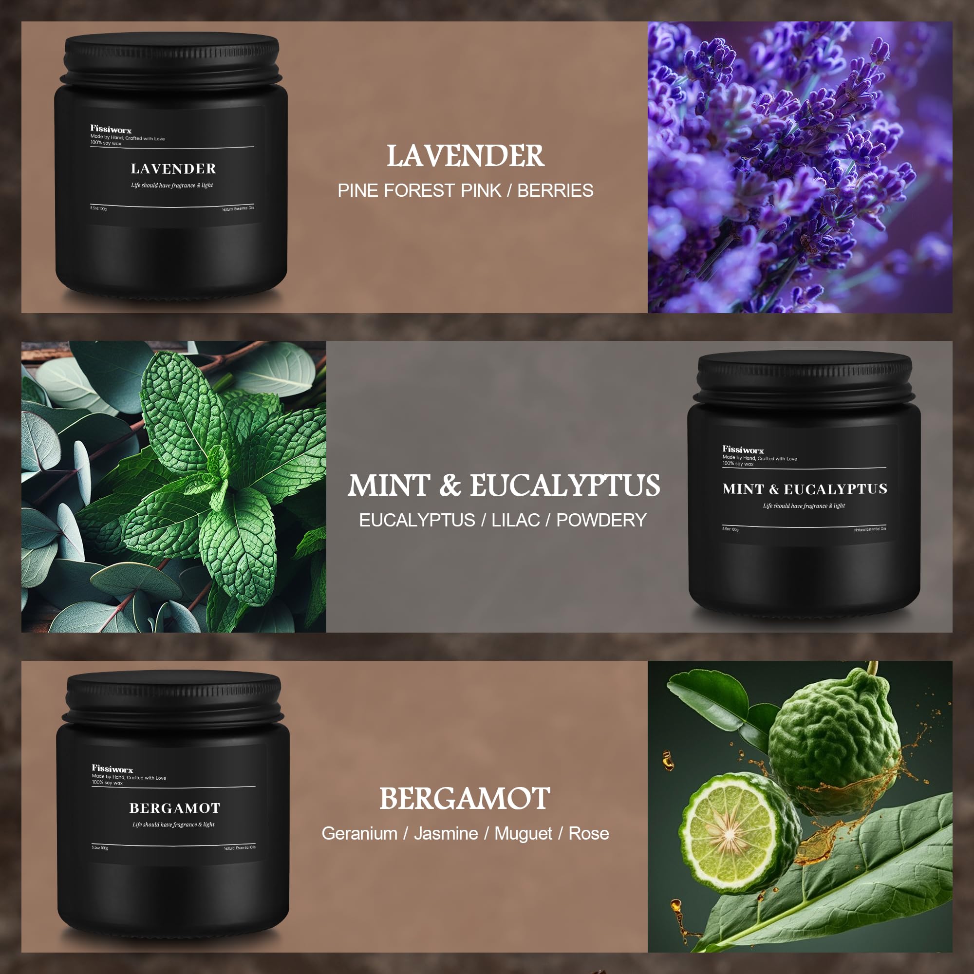 Fissiworx 9-pack lemongrass eucalyptus candle jar for refreshing atmosphere.