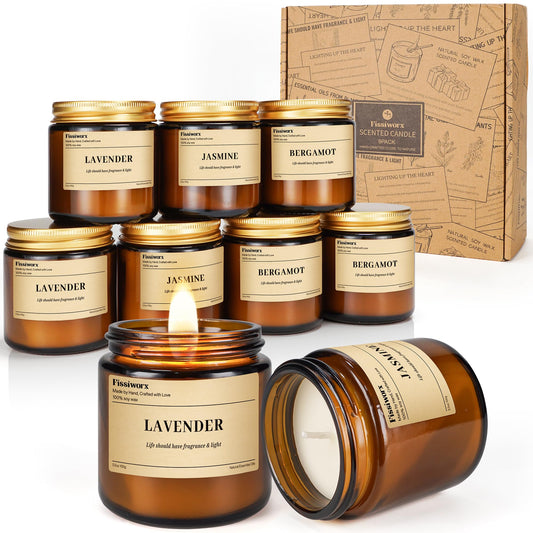 Fissiworx 9-pack lavender jar candle creates a calming home atmosphere