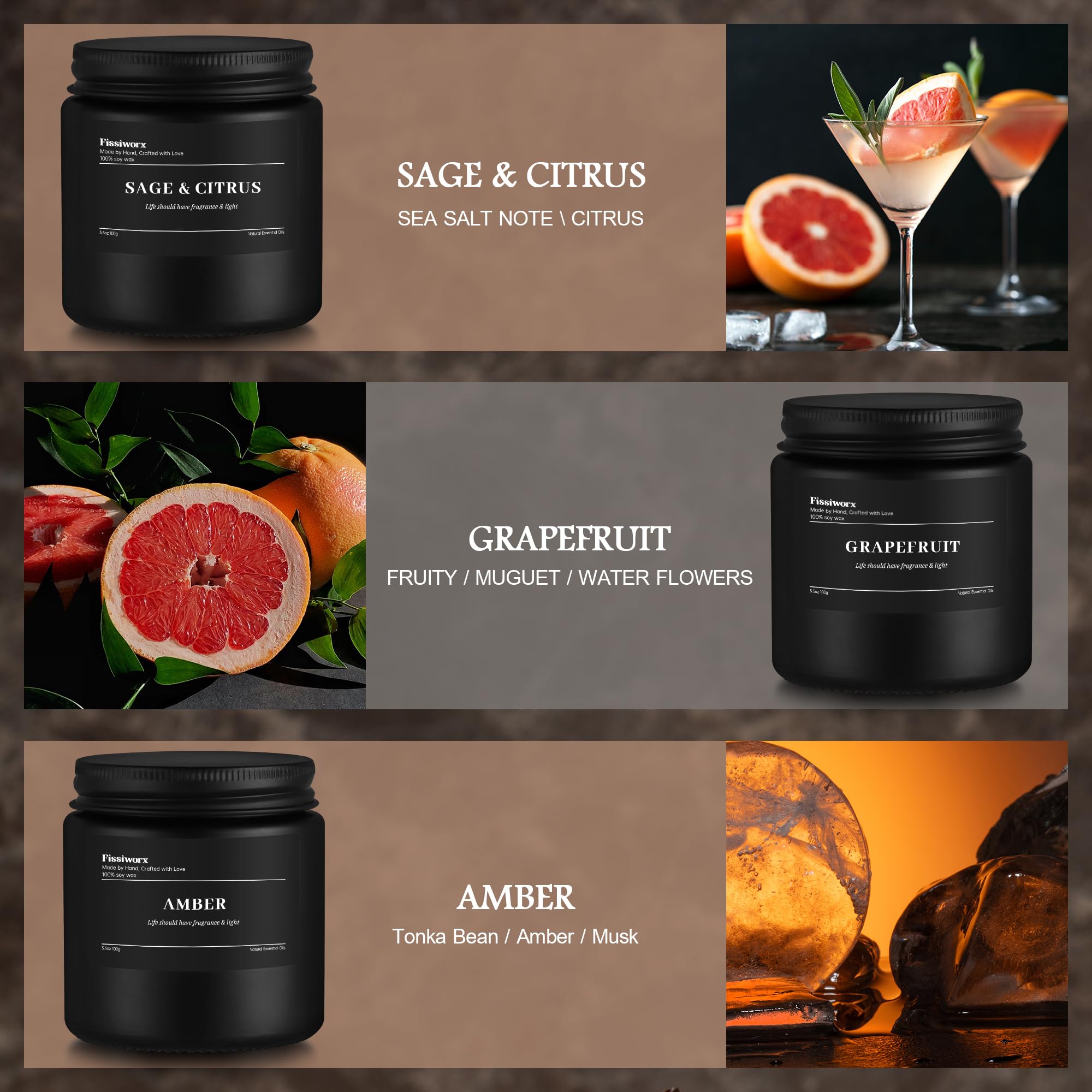 Fissiworx grapefruit black jar candle adds bright, uplifting aroma.