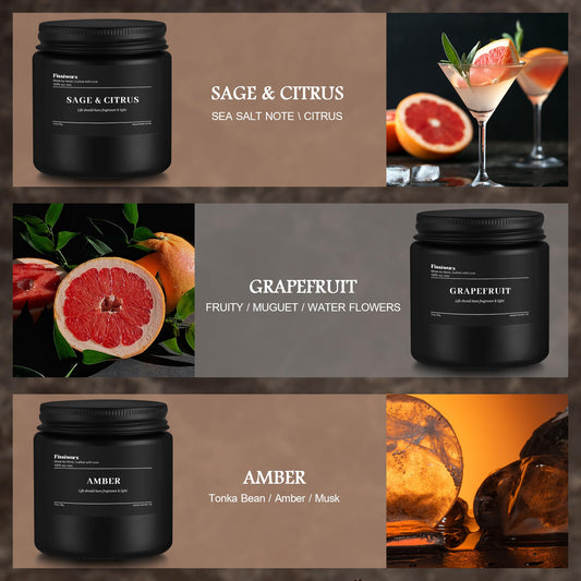 Fissiworx grapefruit black jar candle adds bright, uplifting aroma.