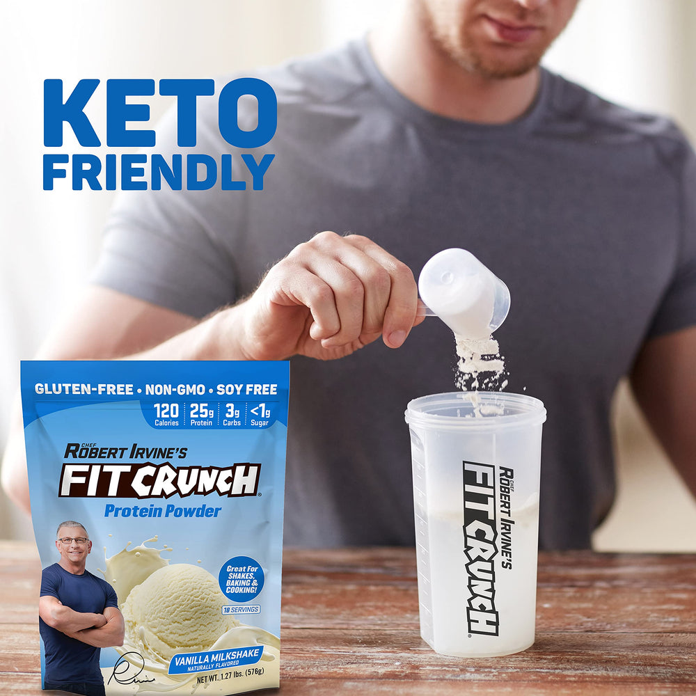 Baking setup using Fit Crunch Tri-Blend Whey Protein in a protein-enhanced recipe
