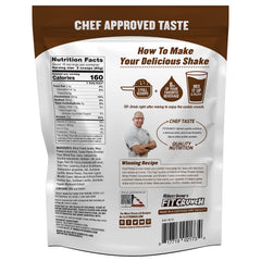 Fit Crunch Tri-Blend whey milk cookies powder with real pieces for added flavor.