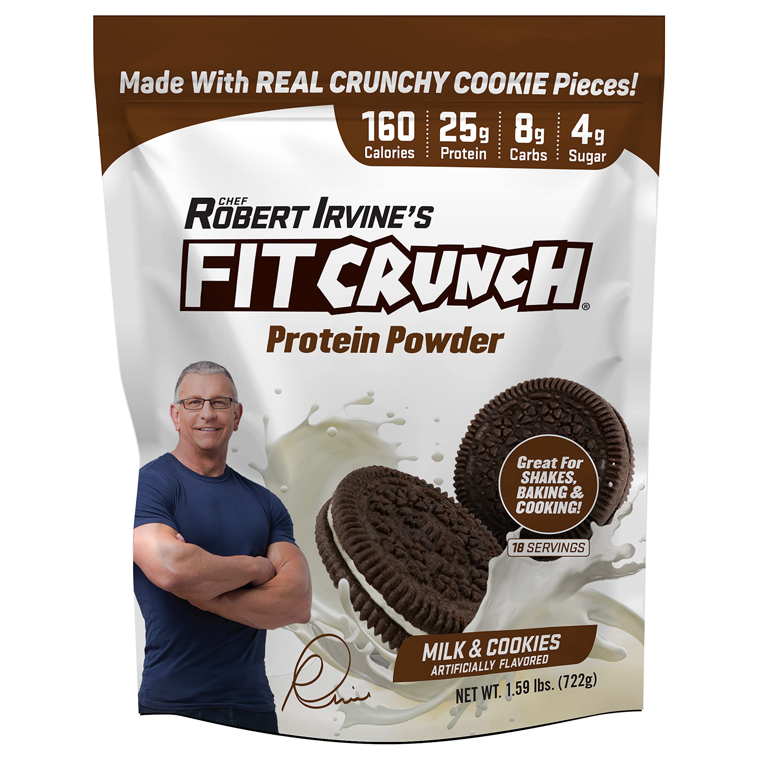 Fit Crunch Tri-Blend whey milk cookies bag showing real cookie pieces for high-protein flavor.