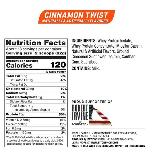 Fit Crunch Cinnamon Twist bake-friendly protein for muffins and pancakes