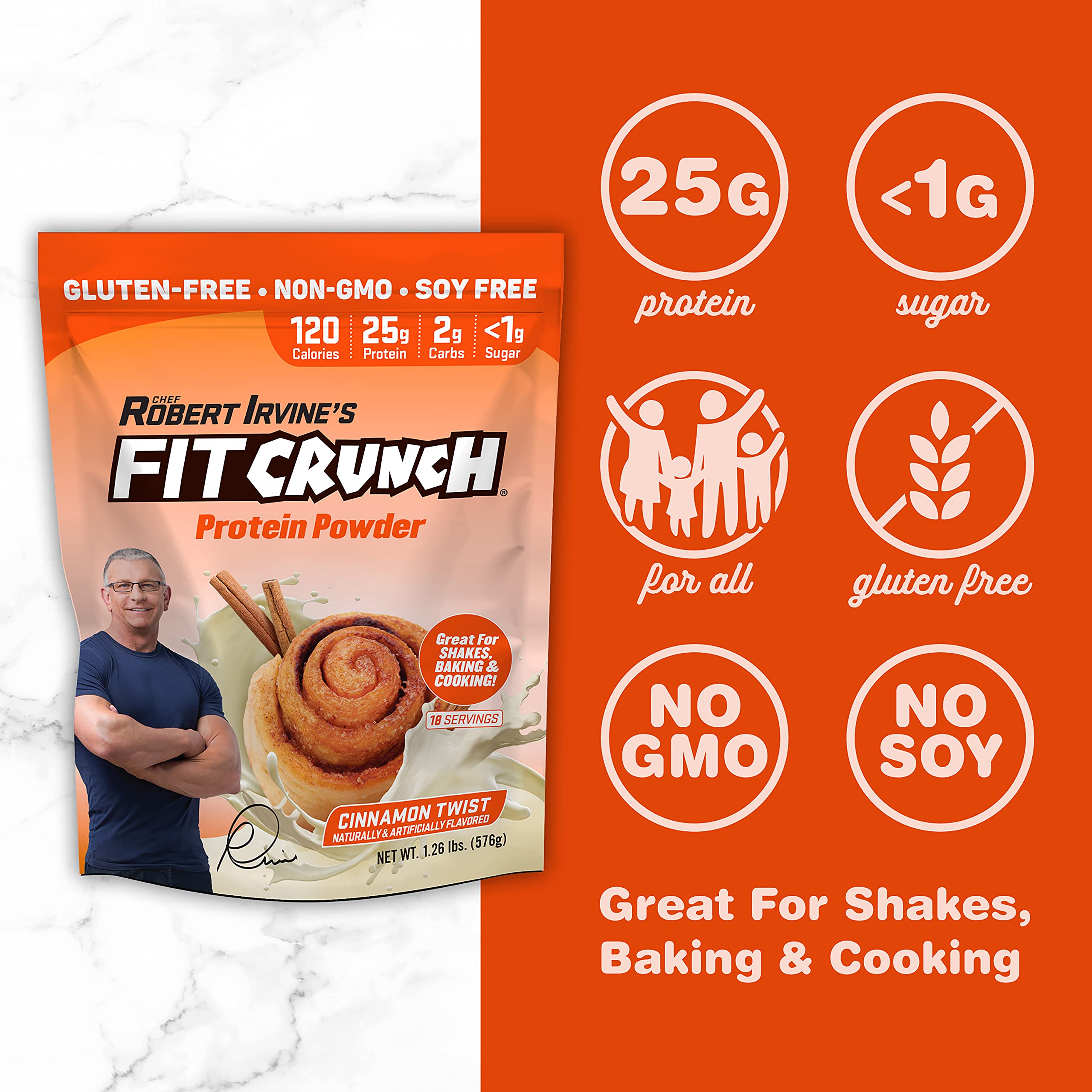 Fit Crunch Cinnamon Twist vanilla-base protein ideal for shakes