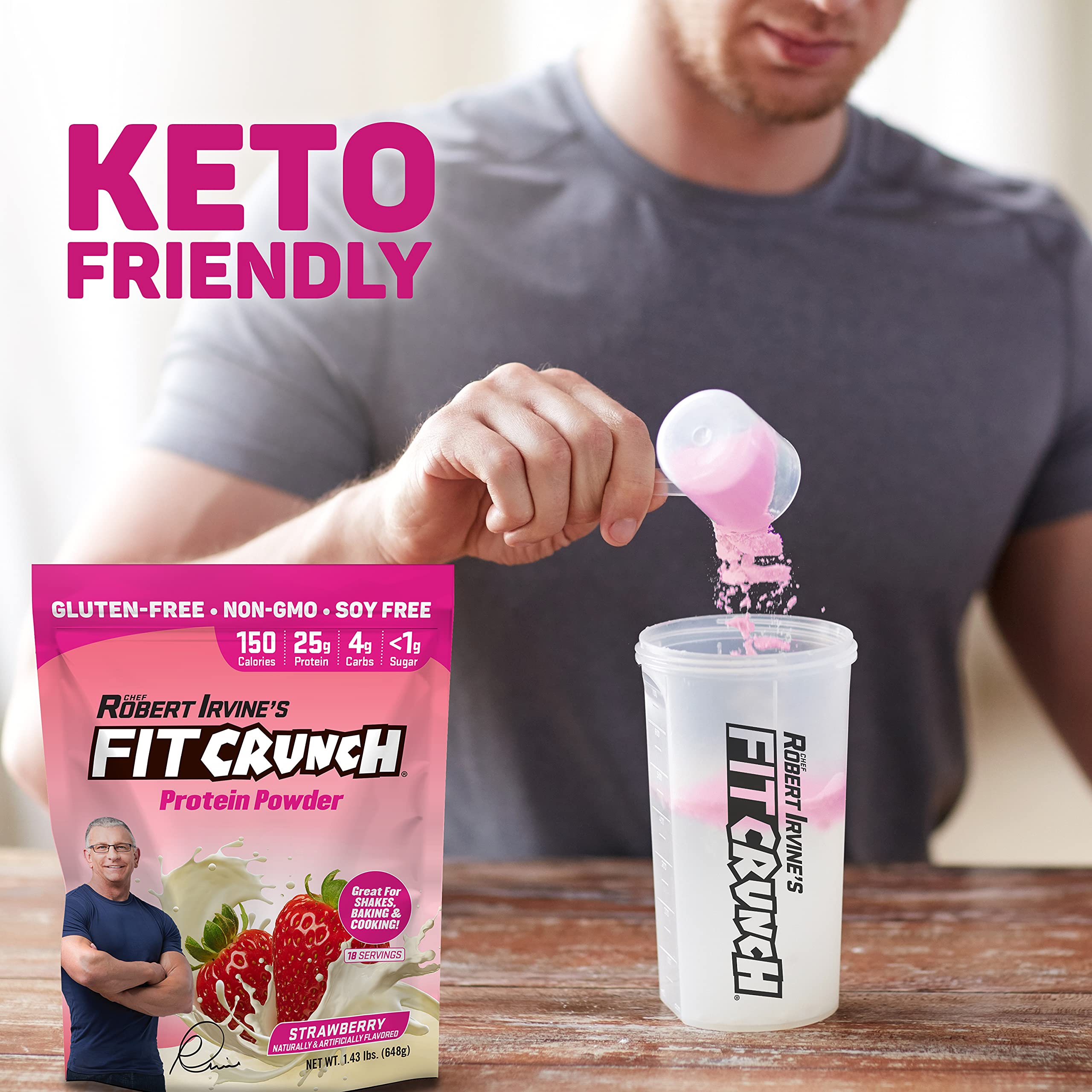 Fit Crunch protein baking view showing bake-ability and added protein.