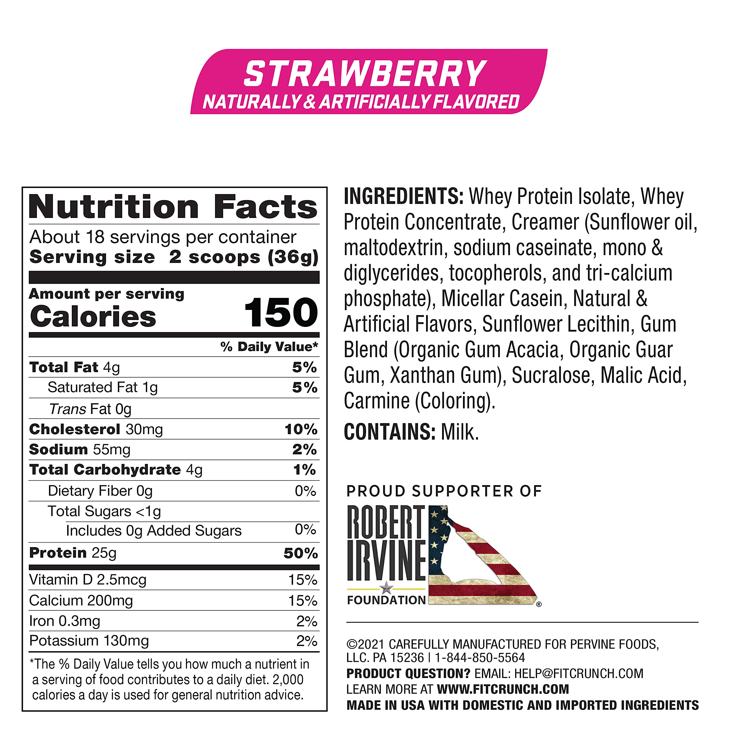 Fit Crunch strawberry protein shake in a bottle for quick post-workout recovery.