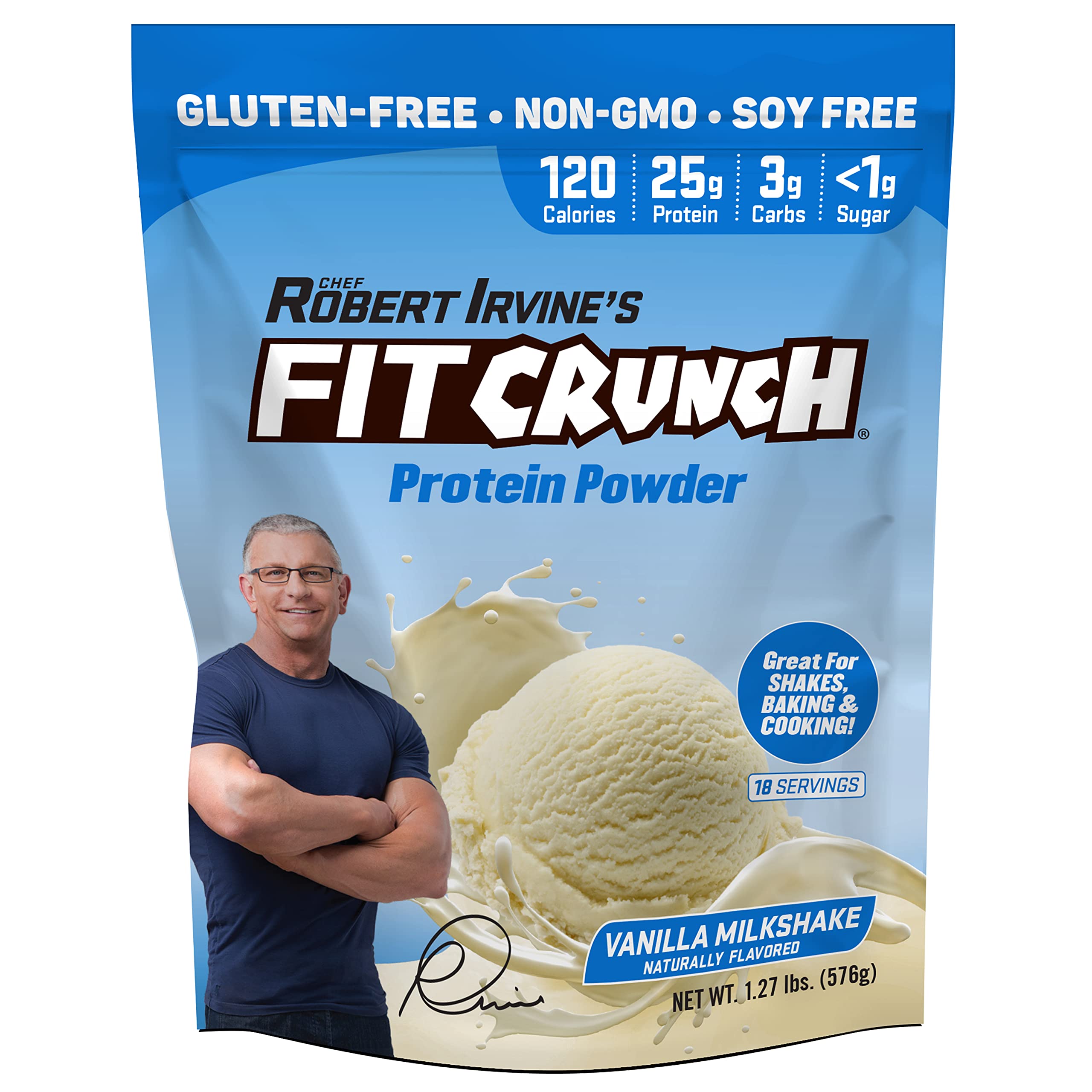 Fit Crunch Tri-Blend Whey Protein Vanilla Milkshake powder for high-protein shakes