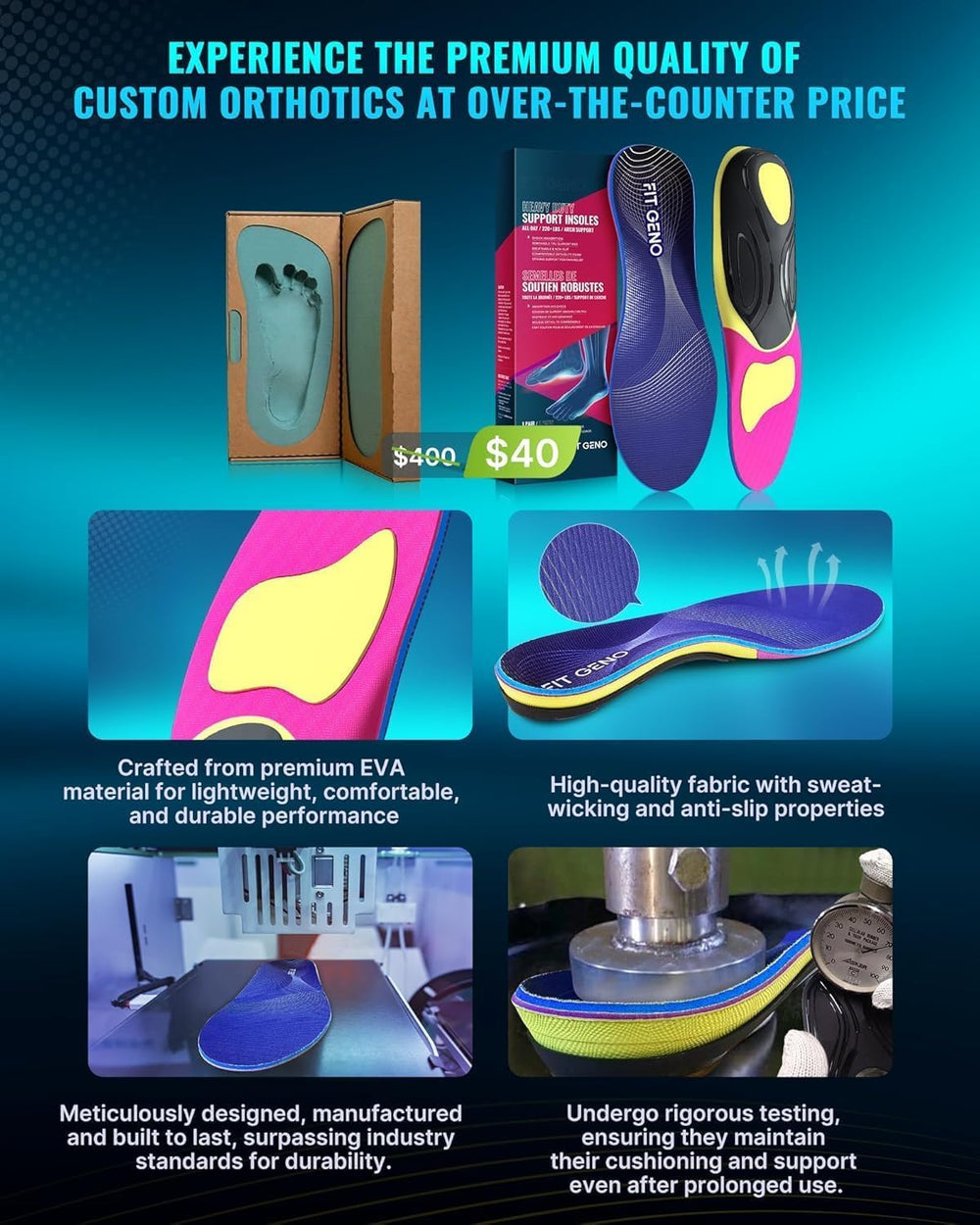Fit Geno removable TPU arch support enables customizable fit