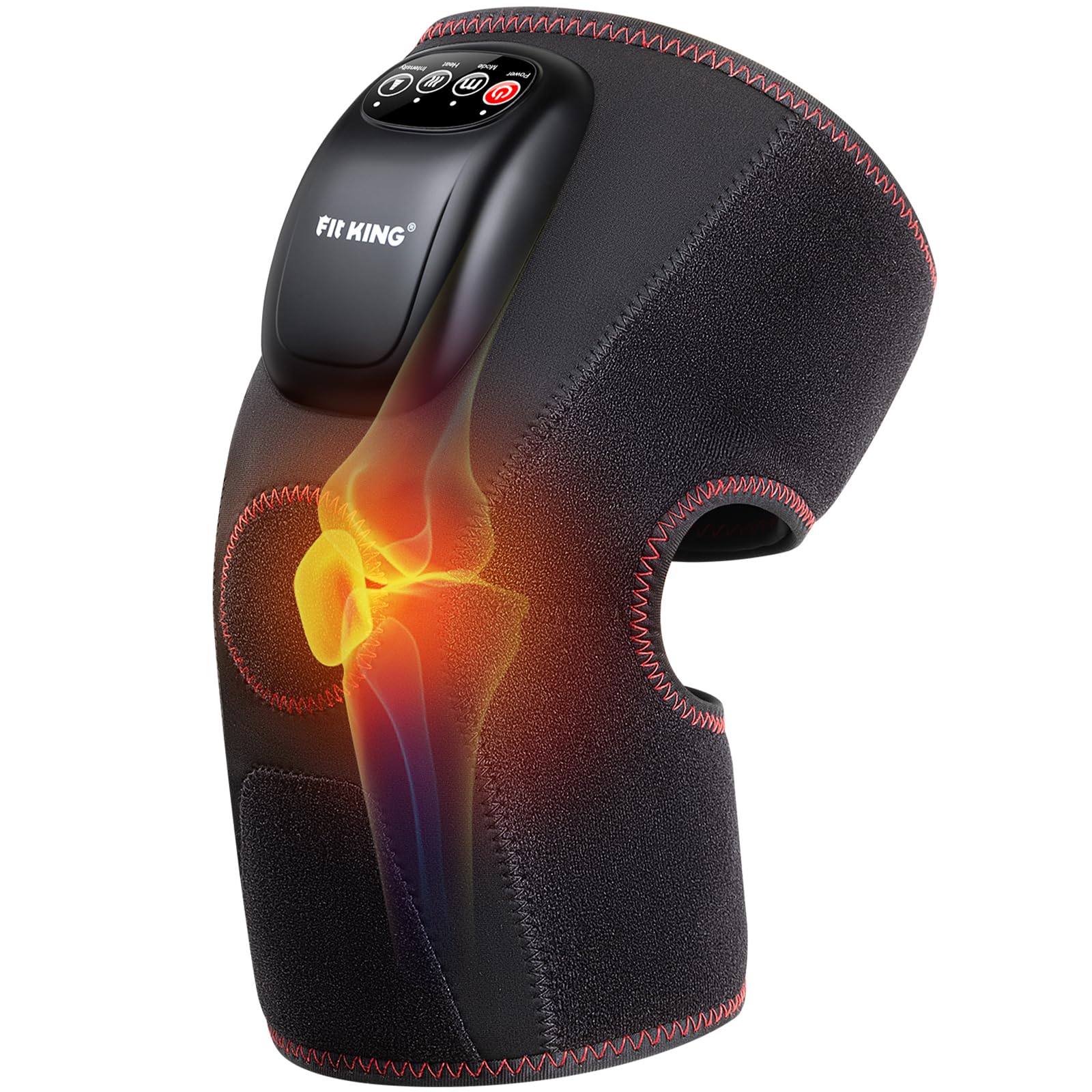 FIT KING air compression knee massager knee-wrap in use for targeted knee comfort after activity.