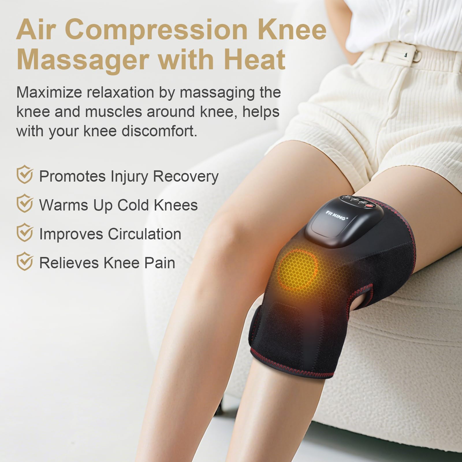 FIT KING knee massager upper calf airbag relaxing pressure after long walks.