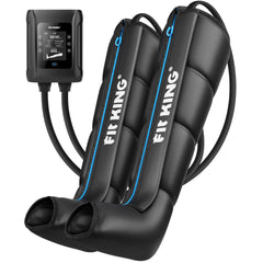 FIT KING cordless air compression boots close-up shows four-chamber design for balanced therapy.