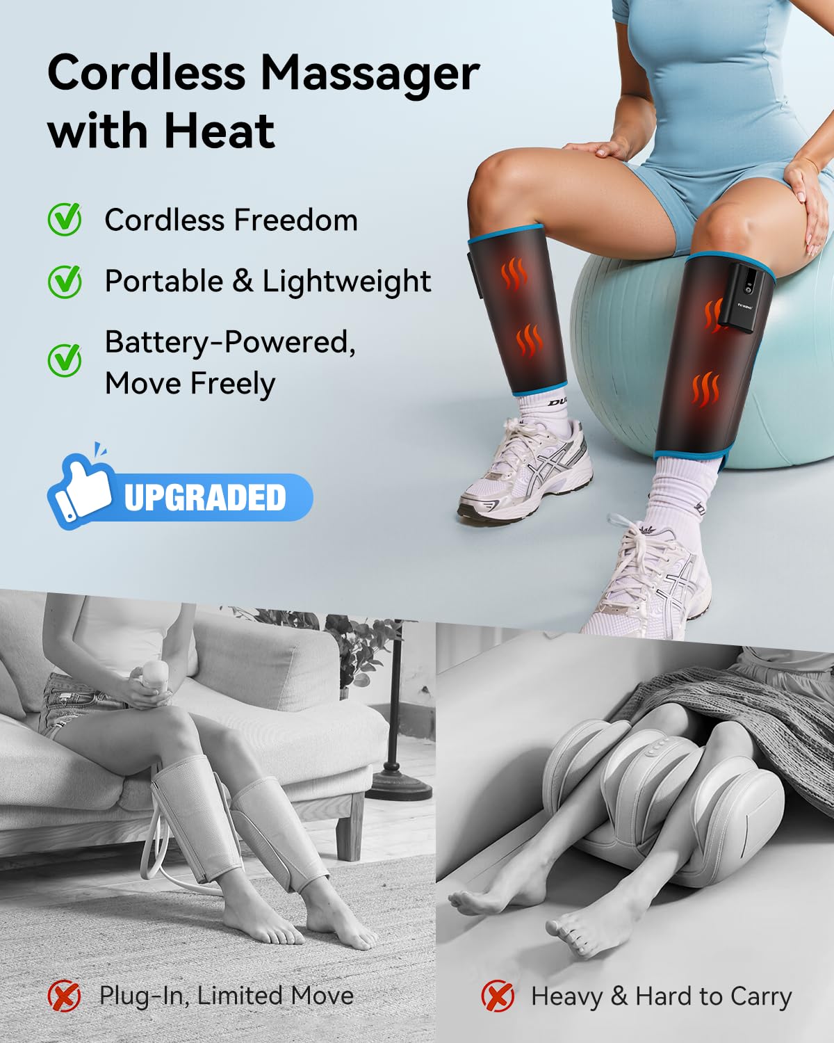 FIT KING calf massager heat levels provide gentle warmth to ease fatigue.