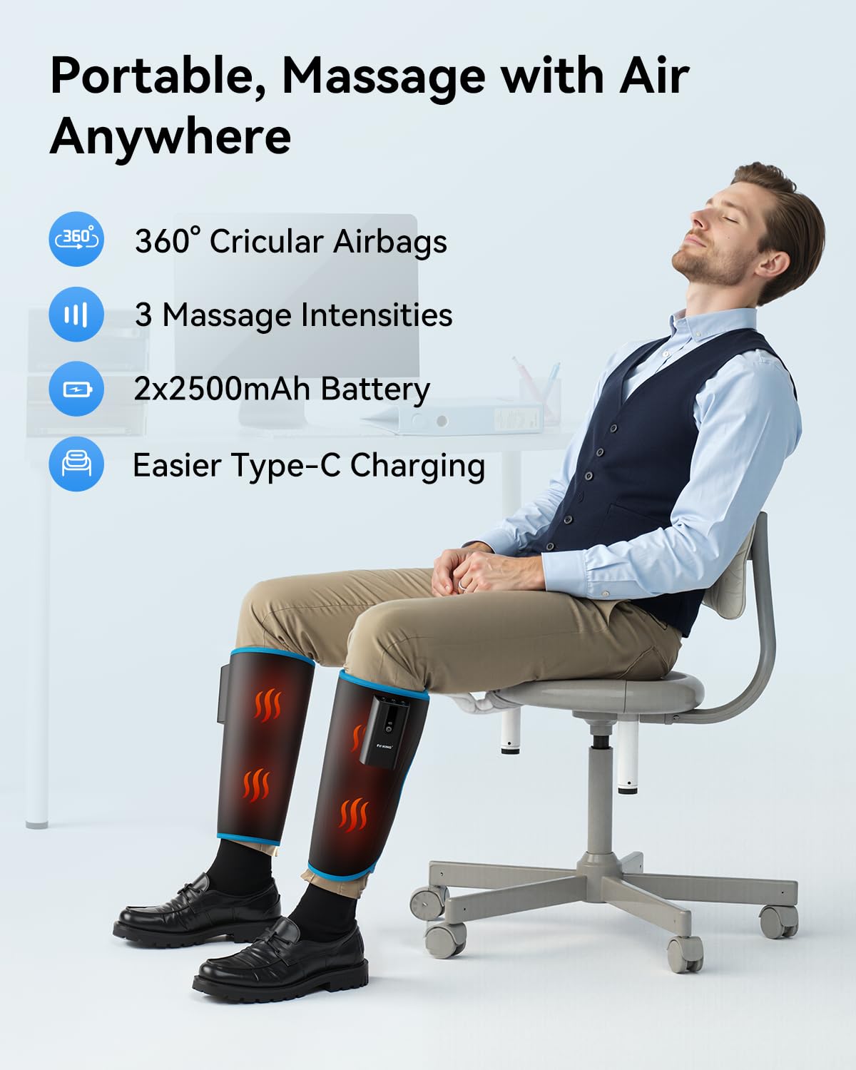 FIT KING portable design with independent wraps fits various legs.