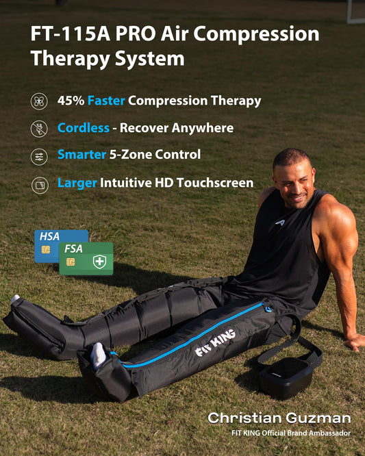 FIT KING FT-115A shows five-zone precision control for customized leg massage.