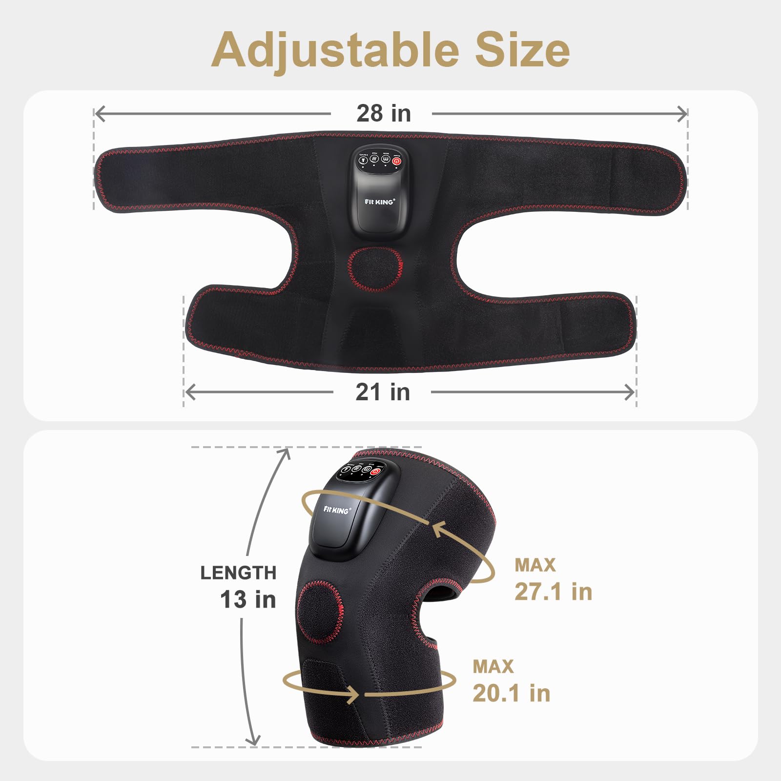 FIT KING heating feature warms cold knees for cozy relief during use.