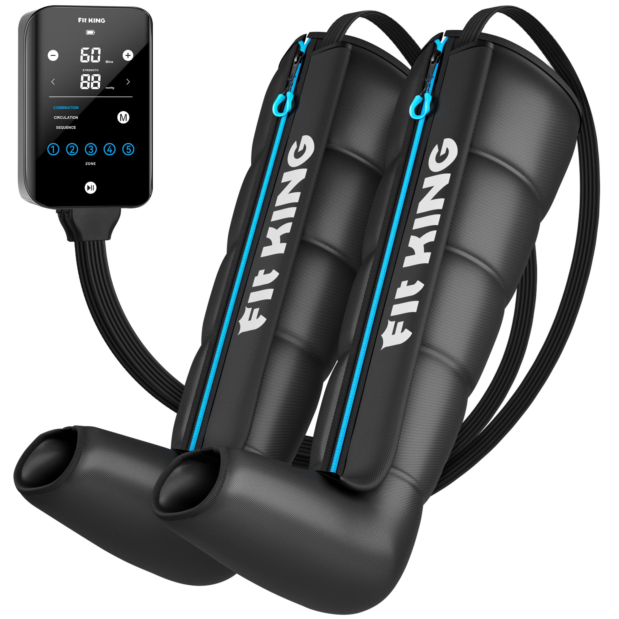 FIT KING upgraded cordless recovery system front view showing full-leg compression