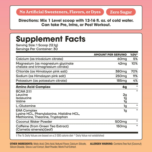 Scoop-dispense shot of Fit & Lean amino hydration mix for pre-workout energy