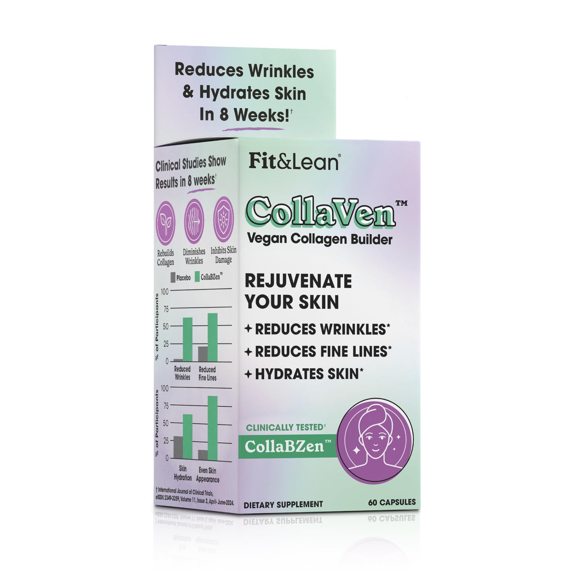 Fit & Lean CollaVen bottle shows vegan collagen support for hydrated skin.