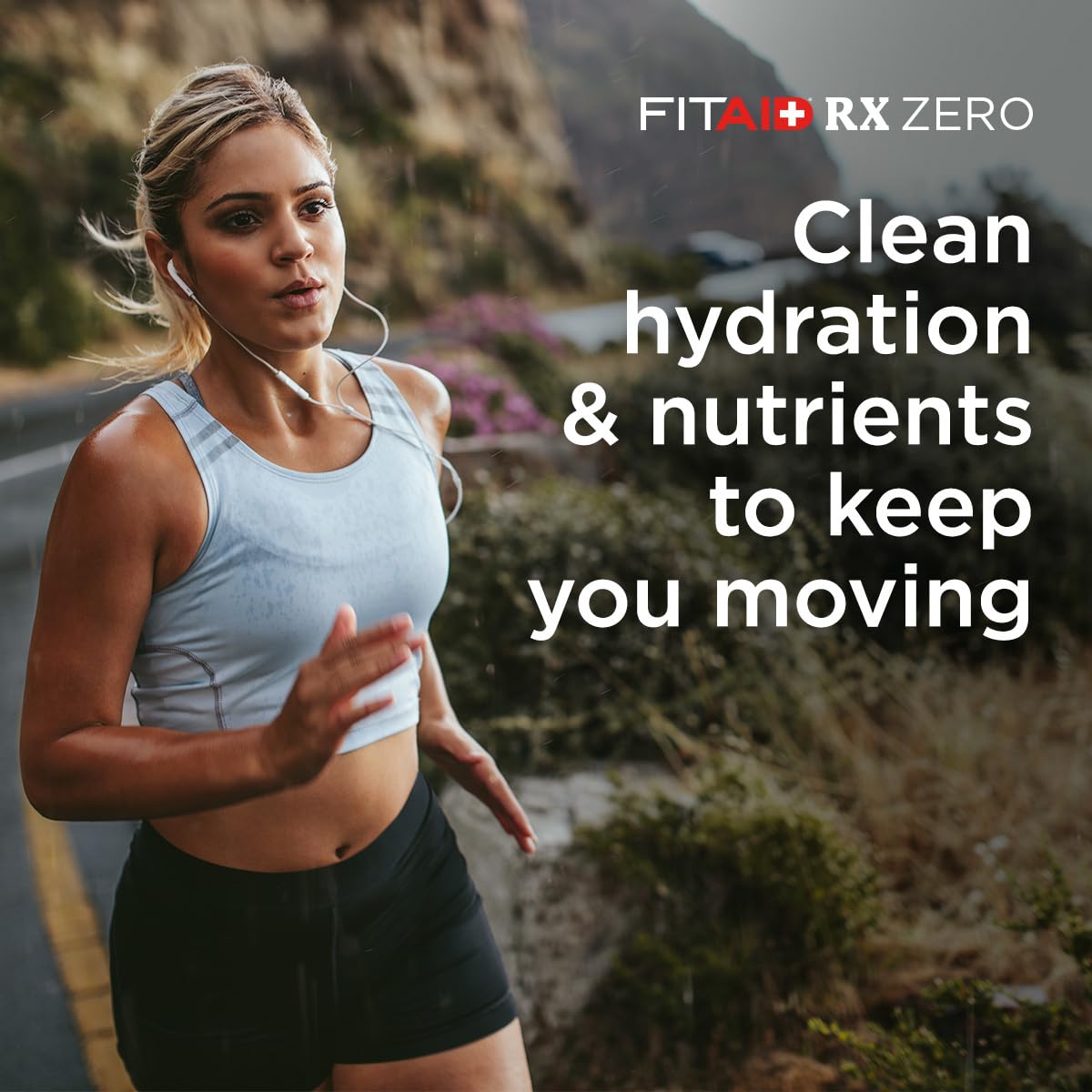 Ingredient list on FITAID RX Zero Sugar highlighting BCAAs and turmeric benefits.