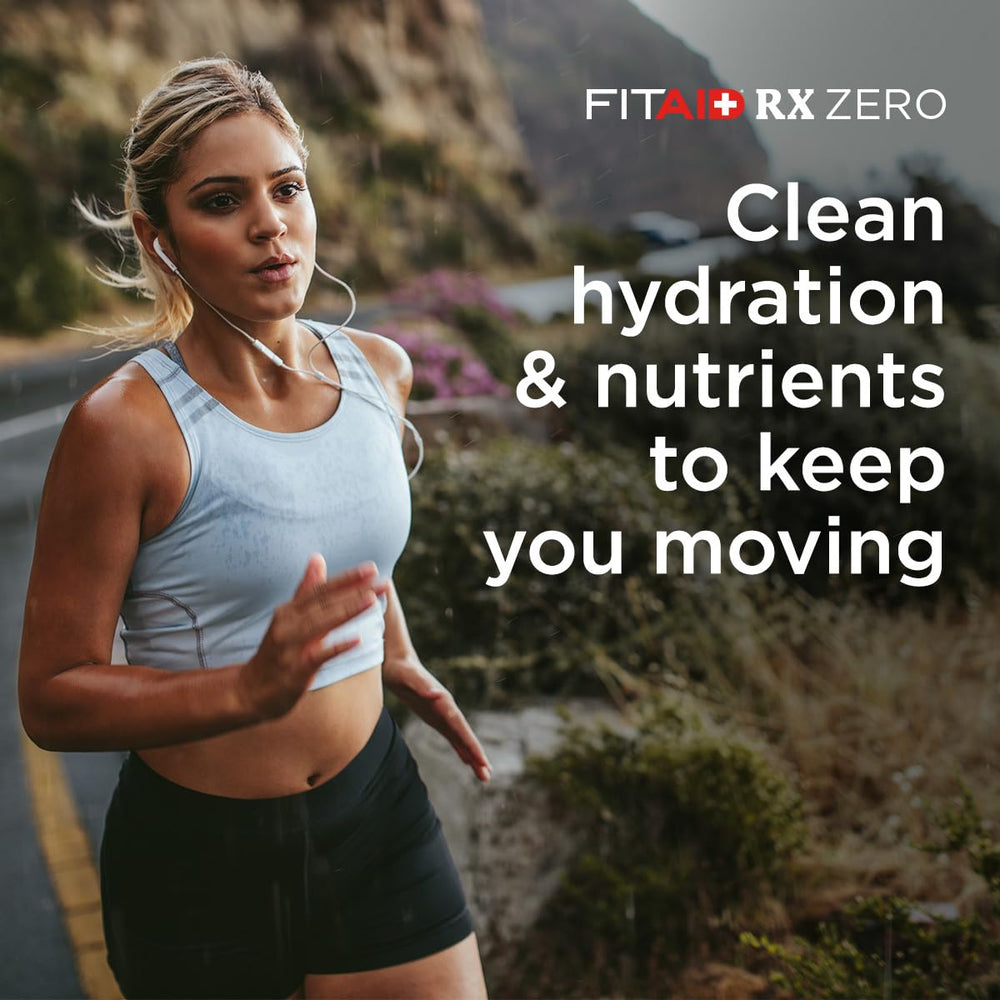 Ingredient list on FITAID RX Zero Sugar highlighting BCAAs and turmeric benefits.