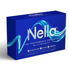 FITBIOMICS Nella triple-strain bottle supports daily digestive balance.